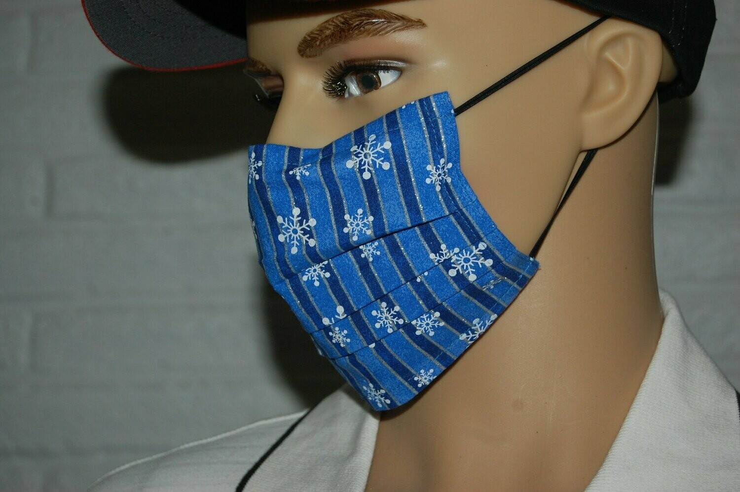 3 Layer Handcrafted - Environmentally friendly Reusable 100% Cotton Face Mask "Winter 14 with glitter"