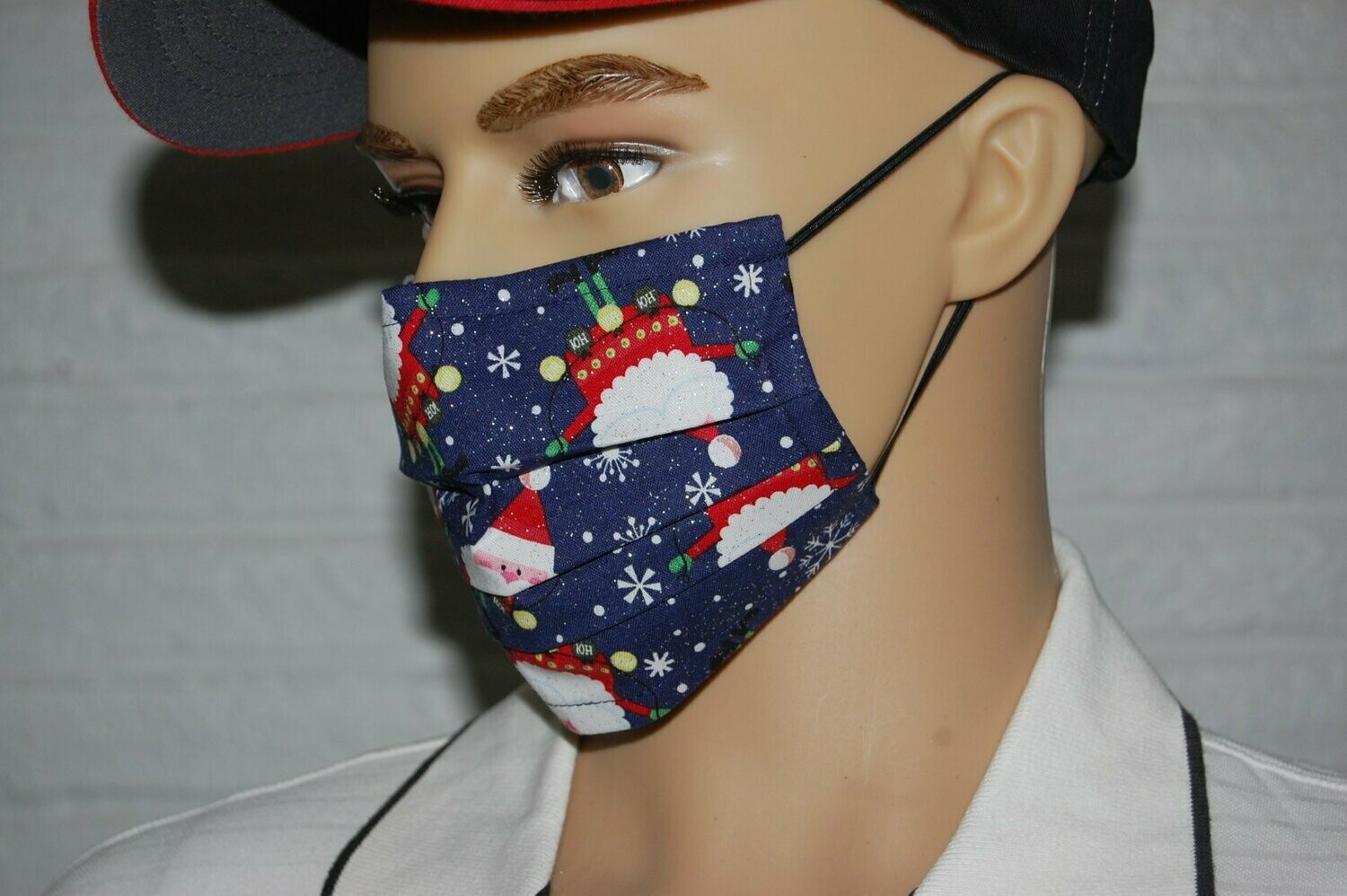3 Layer Handcrafted - Environmentally friendly Reusable 100% Cotton Face Mask "Christmas 10 with glitter"