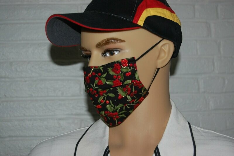 3 Layer Handcrafted - Environmentally friendly Reusable 100% Cotton Face Mask "Winter 18 with glitter"