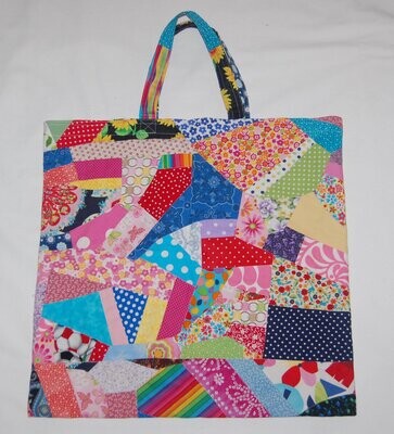 Handcrafted - Environmentally friendly Reusable 100% Cotton -MEDIUM - SHOPPING BAG (GROCERIES) "PATCHWORK"
