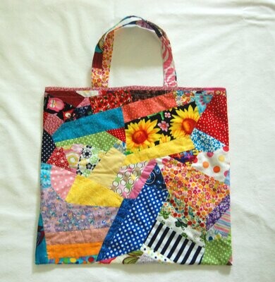 Handcrafted - Environmentally friendly Reusable 100% Cotton -NORMAL - SHOPPING BAG (GROCERIES) "PATCHWORK"