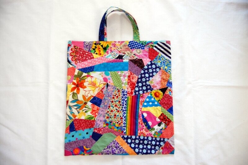 Handcrafted - Environmentally friendly Reusable 100% Cotton -LARGE - SHOPPING BAG (GROCERIES) "PATCHWORK"