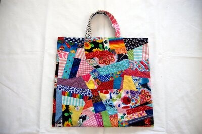 Handcrafted - Environmentally friendly Reusable 100% Cotton -LARGE - SHOPPING BAG (GROCERIES) "PATCHWORK"