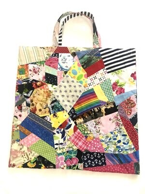 Handcrafted - Environmentally friendly Reusable 100% Cotton - EXTRA LARGE - SHOPPING BAG (GROCERIES) "PATCHWORK"