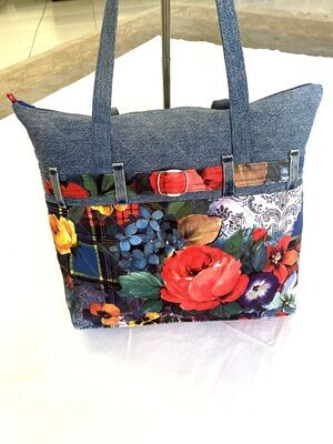 Handbag from a Jeans with designer Fabric