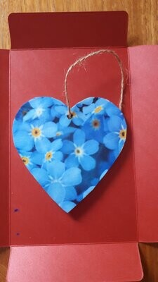 Forget-me-Not Heart shaped decorative hanging with heart gift envelope