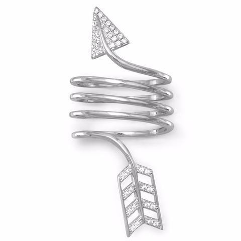 Rhodium Plated 5 Row Wrapped Arrow Ring