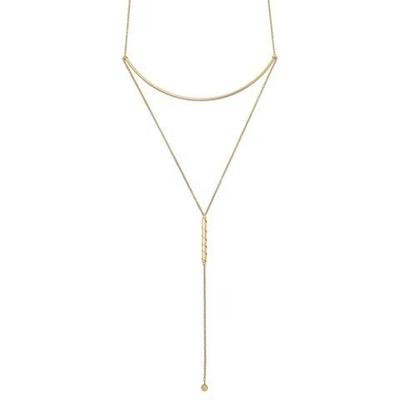 14 Karat GP Long Bar Drop Necklace