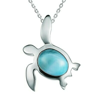 Sterling Silver and Larimar Pendant Necklace
