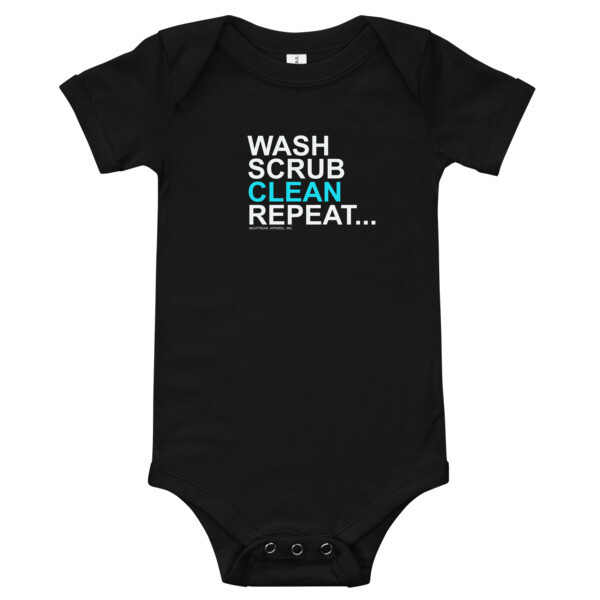 WASH SCRUB CLEAN REPEAT *6m-24m ONESIE [5 Color Options]