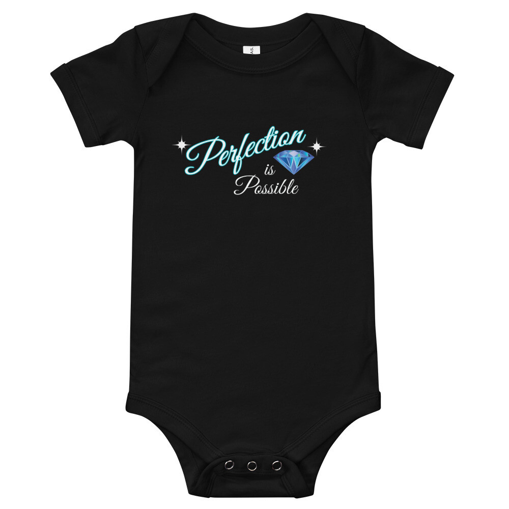 PERFECTION IS POSSIBLE (Diamond)- ONESIE [3 Color Options], Color: Black, Size: 3-6m