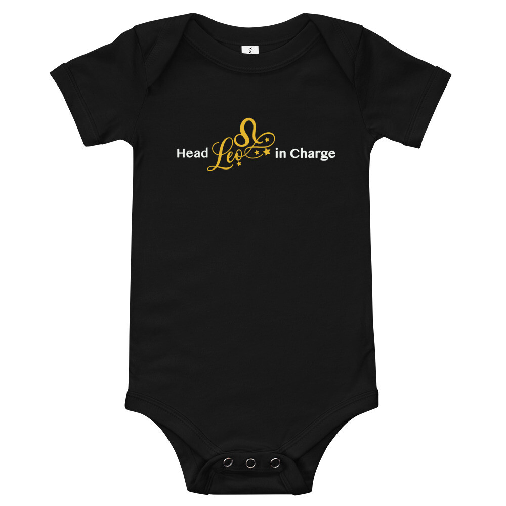 HEAD 'LEO' IN CHARGE - ONESIE, Color: Black, Size: 3-6m