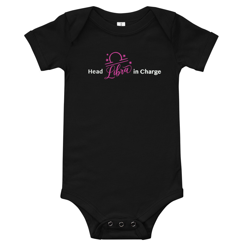 HEAD 'LIBRA' IN CHARGE- ONESIE, Color: Black, Size: 3-6m