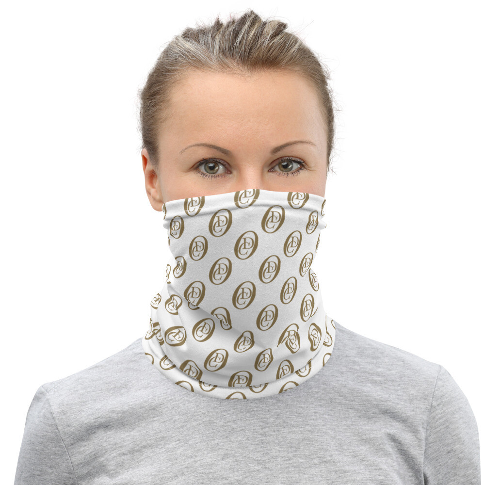 "OCD" LOGO (Wht &amp; Gold)- All Purpose Face Covering/Neck Warmer