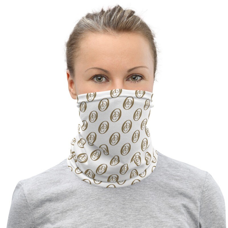 "OCD" LOGO (Wht &amp; Gold)- All Purpose Face Covering/Neck Warmer