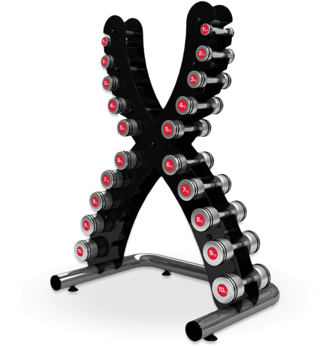 Hammer Strength 1-10kg Dumbbells with Rack