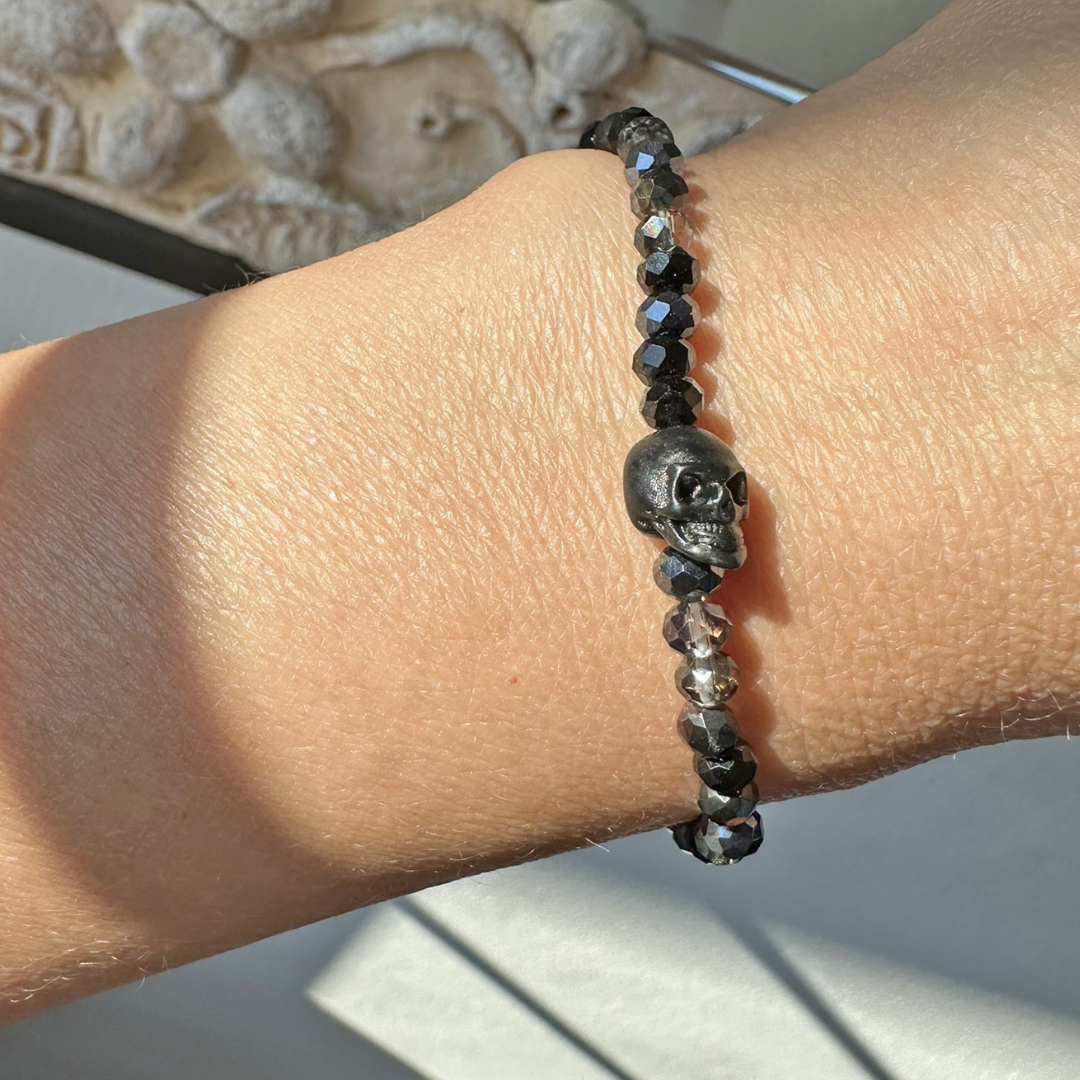Bracciale con Teschietto nero e cristalli