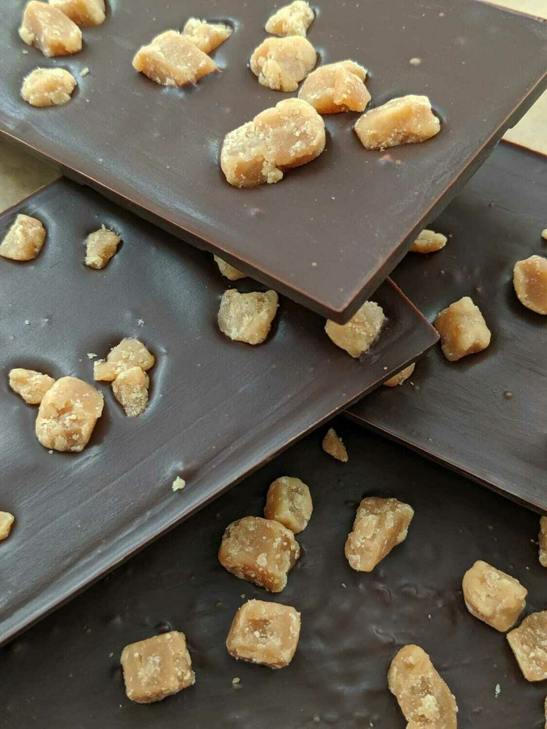 Dark Chocolate Slab with Caramelised Fudge Pieces