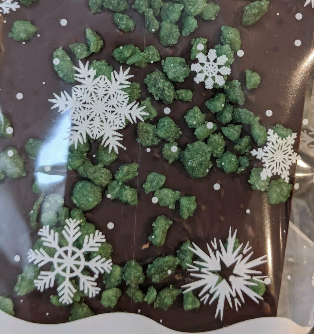 Dark Chocolate Slab with Crystalised Mint Fragments