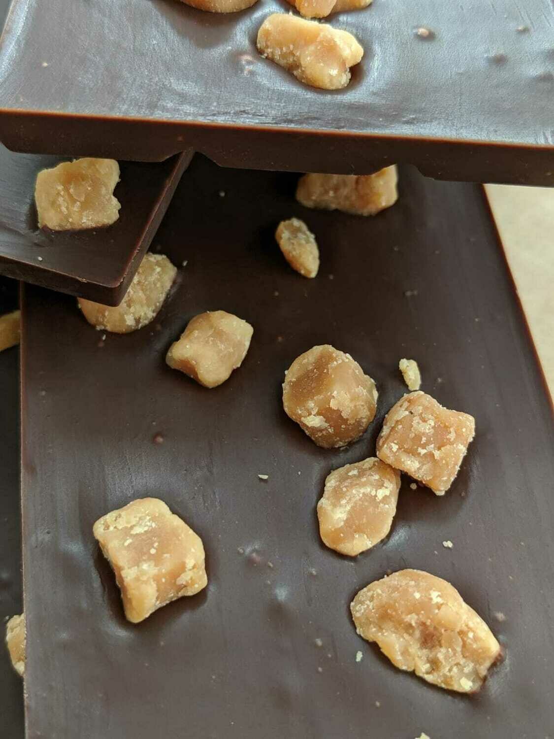 Dark Chocolate Slab with Caramel Fudge Chunks