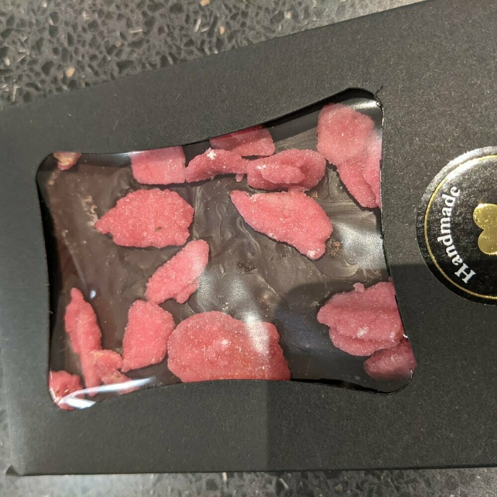 Dark Chocolate Slab with Crystalised Rose Petals