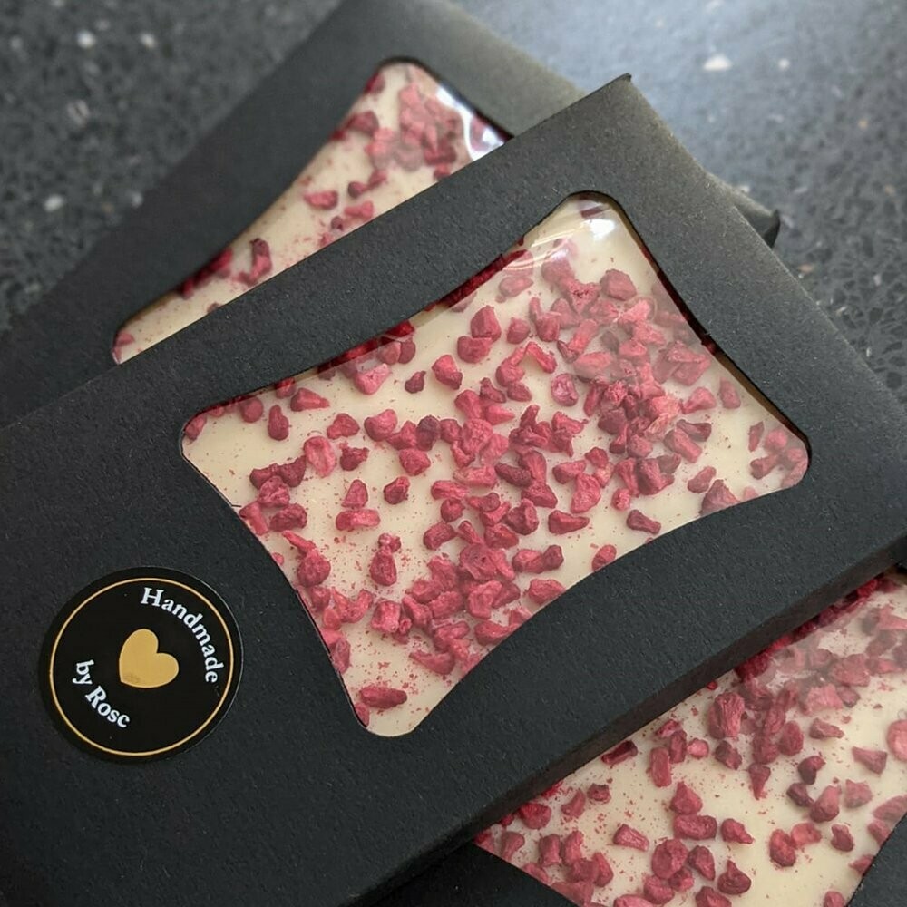 White Chocolate Slab with Lemon & Freeze Dried Raspberry Crumble