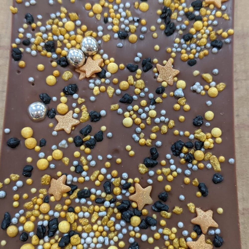 Milk Chocolate Slab with Golden Galaxy  Sprinkles