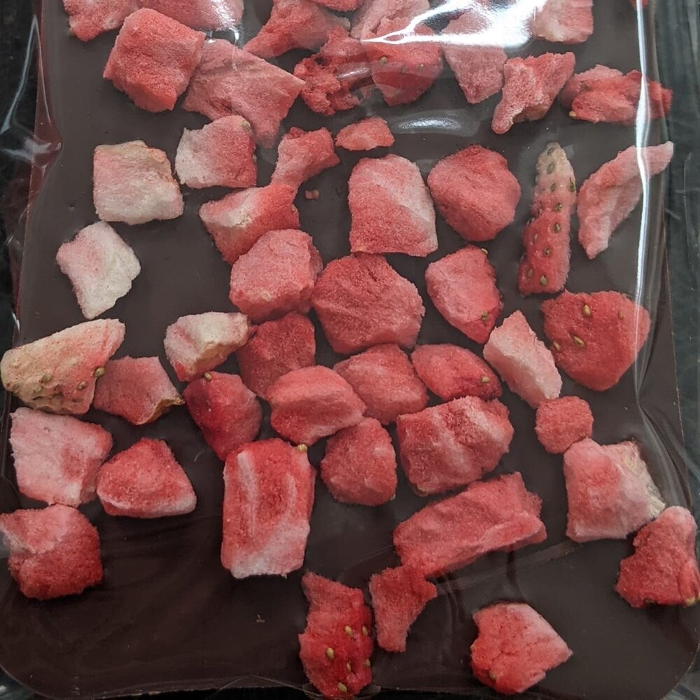 Dark Chocolate Slab with Freeze Dried Strawberry Pieces