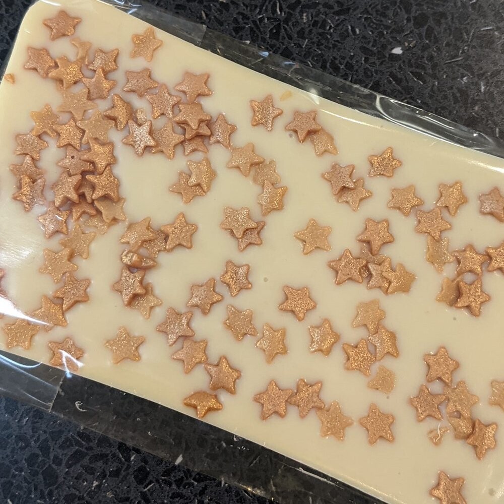 White Chocolate Slab with Gold Stars