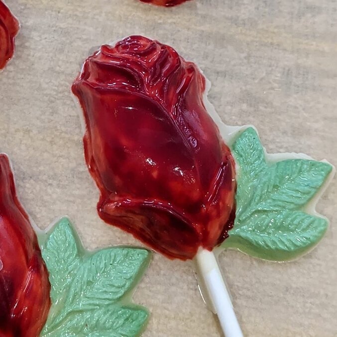 White Chocolate Red Rose Lollipop