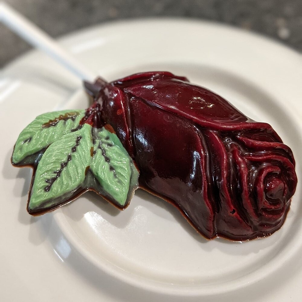 Dark Chocolate Red Rose Lollipop