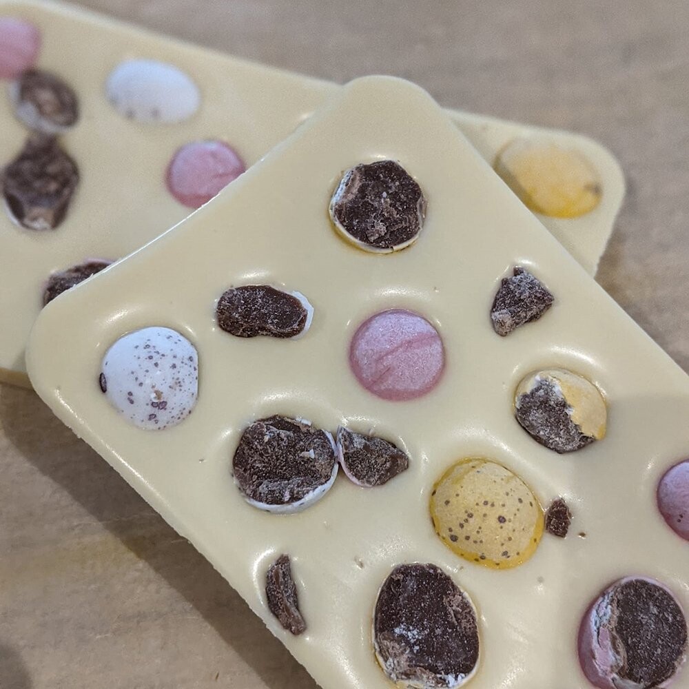White Chocolate Slab with Crushed Cadbury's Mini Egg