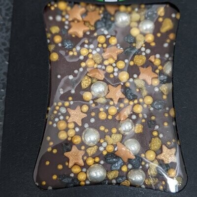 Dark Chocolate Slab with Golden Galaxy Sprinkles
