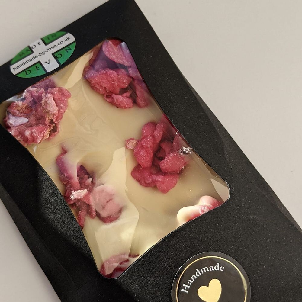 White Chocolate Slab with Crystalised Whole Roses