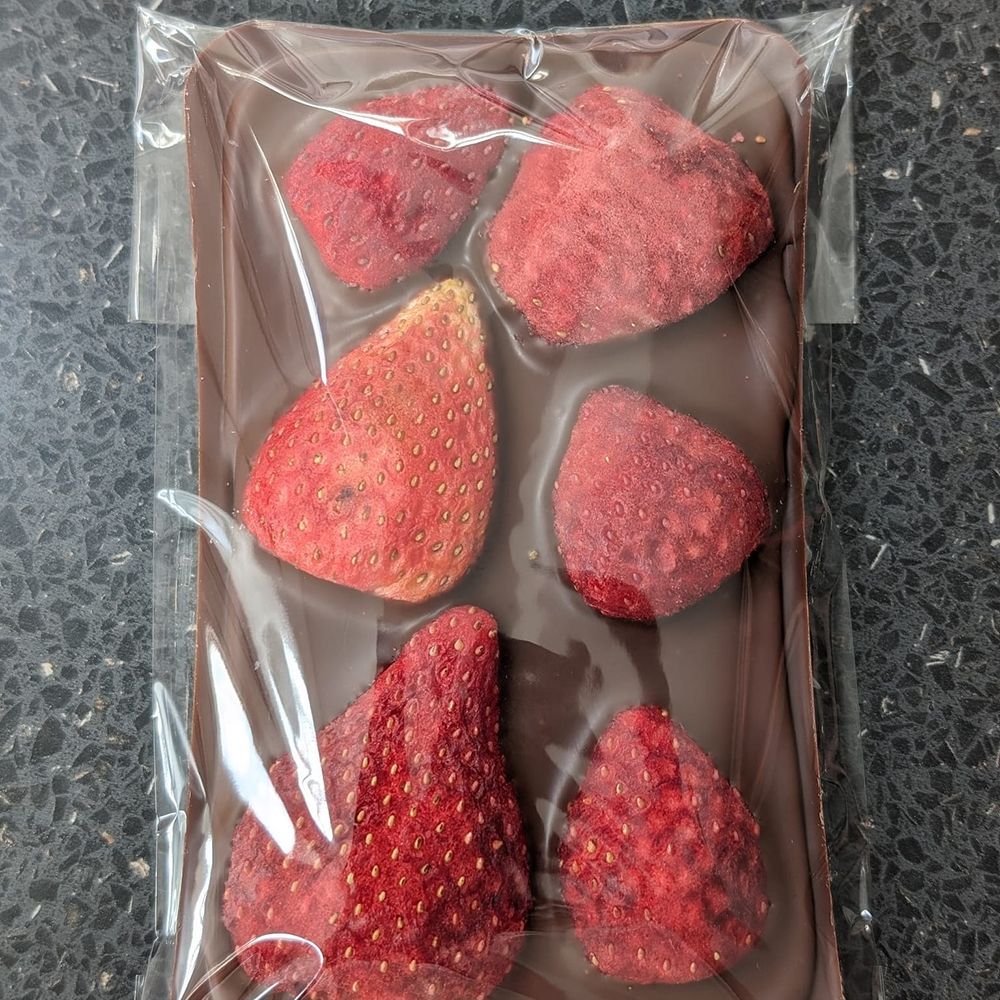 Vegan Oat Milk  Chocolate Slab with Freeze Dried Strawberry Halves