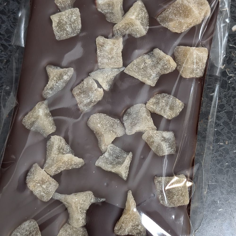 Dark (70%) Chocolate Slab with Ginger Mini Cubes