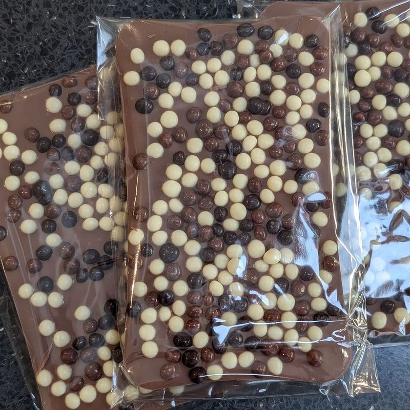 Milk Chocolate Slab with Mixed Chocolate Rice Balls