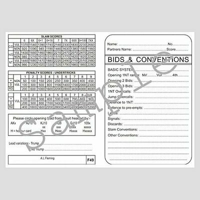 Duplicate Personal Scorecards - Black (Bids and Conventions)
