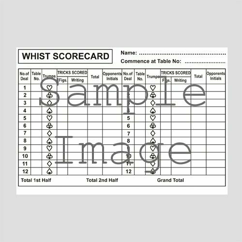 Printable Free Whist Score Card Template