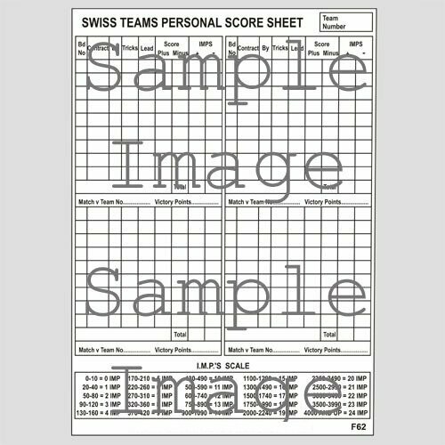 Swiss Teams - Score Sheets