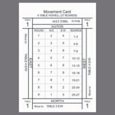Howell Movement Cards (5 table/27 boards)