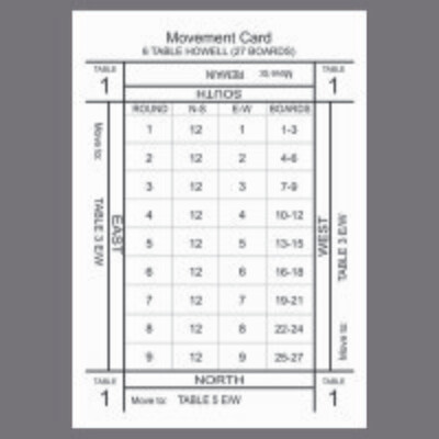 Howell Movement Cards (6 table/27 boards)
