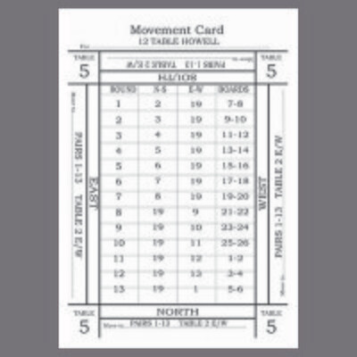 Howell Movement Cards (12 tables/26 boards)