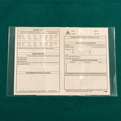 Plastic Covers for Convention Cards (to fit F56)