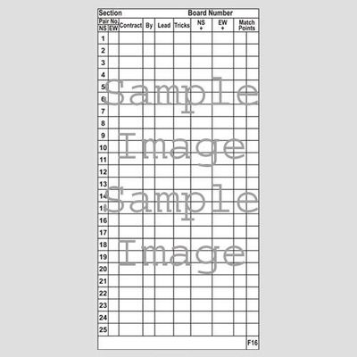F16 Travelling Slips - 25 Tables (Numbered)