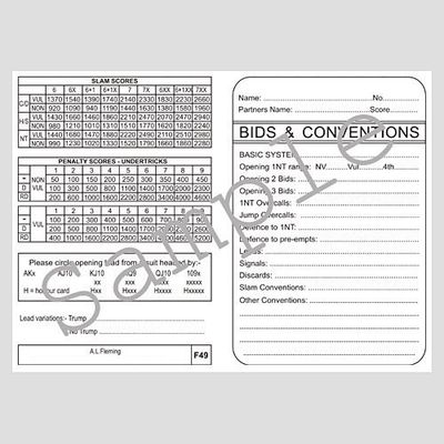 F49 - Duplicate Personal Scorecards - Black (Bids and Conventions)