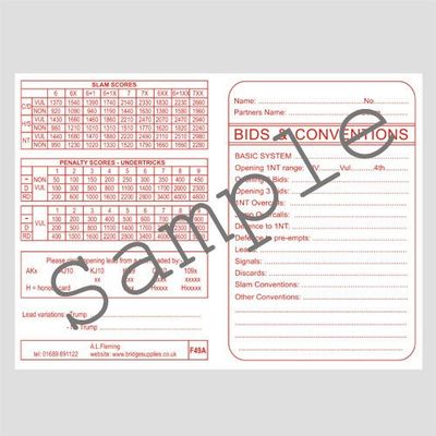 F49a - Duplicate Personal Scorecards - Red (Bids and Conventions)