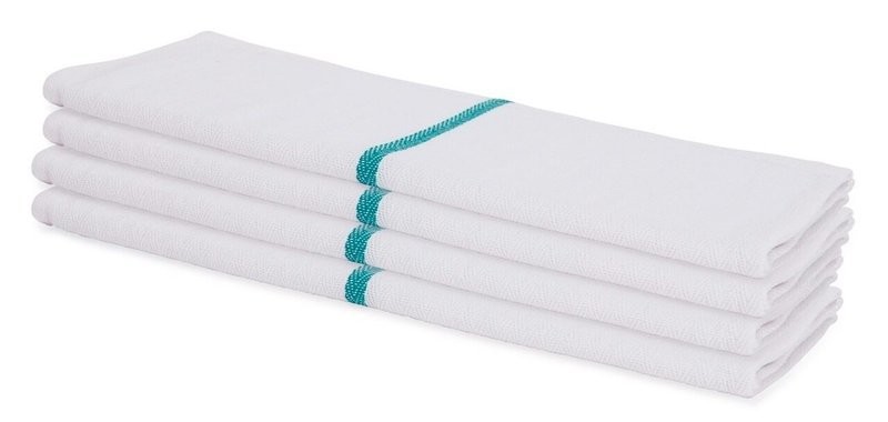 LOW LINT GREEN STRIPE HERRINGBONE TOWEL