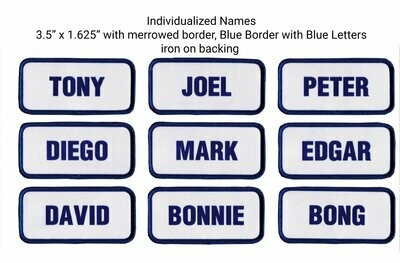 Custom Patch Individualized Names Blue