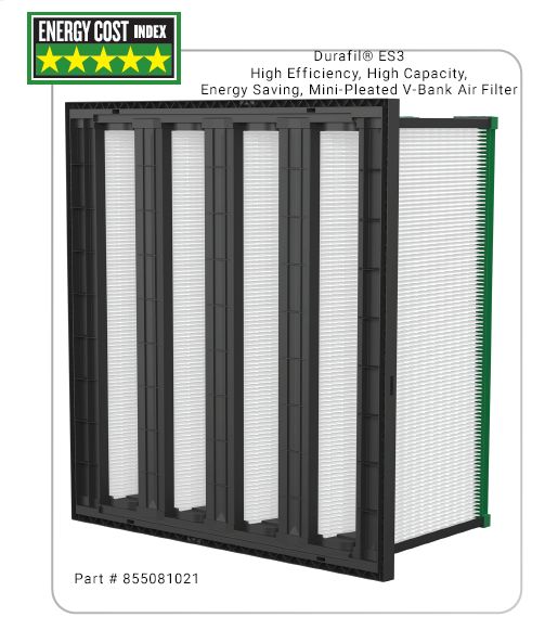 Camfil Durafil® ES3 High Efficiency, High Capacity, Energy Saving, Mini-Pleated V-Bank Air Filter